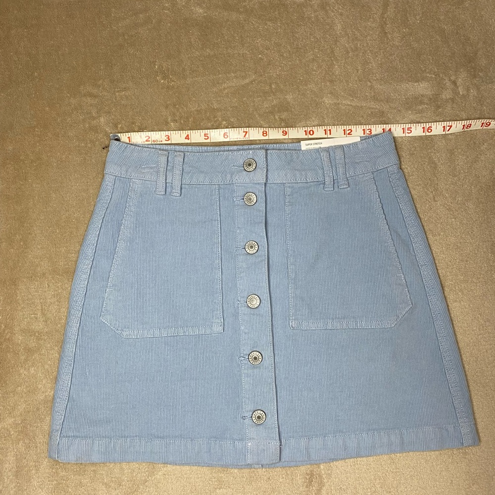 NWT American Eagle Blue Corduroy Super High‎ Rise A Line Skirt Sz 2